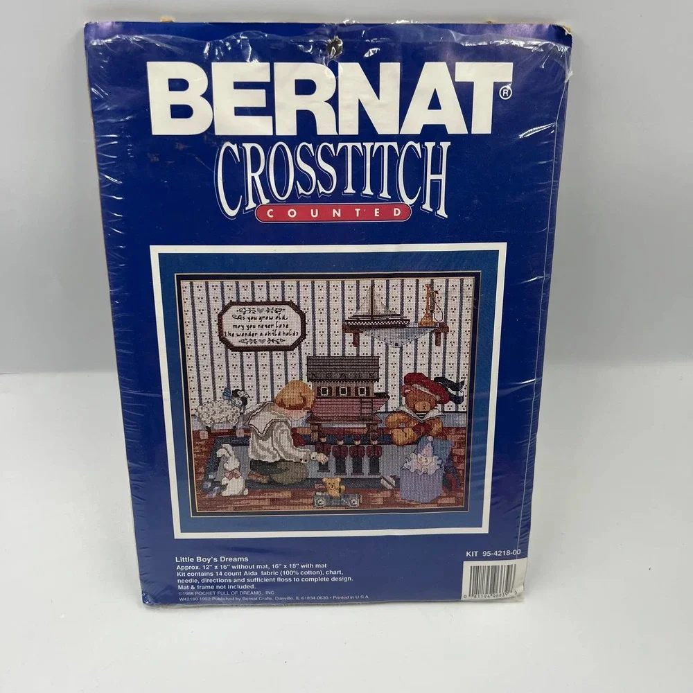 Bernat Crosstitch Counted NEW Sealed Vintage‎ 1992 Little Boy's Dream 16x18 Mat